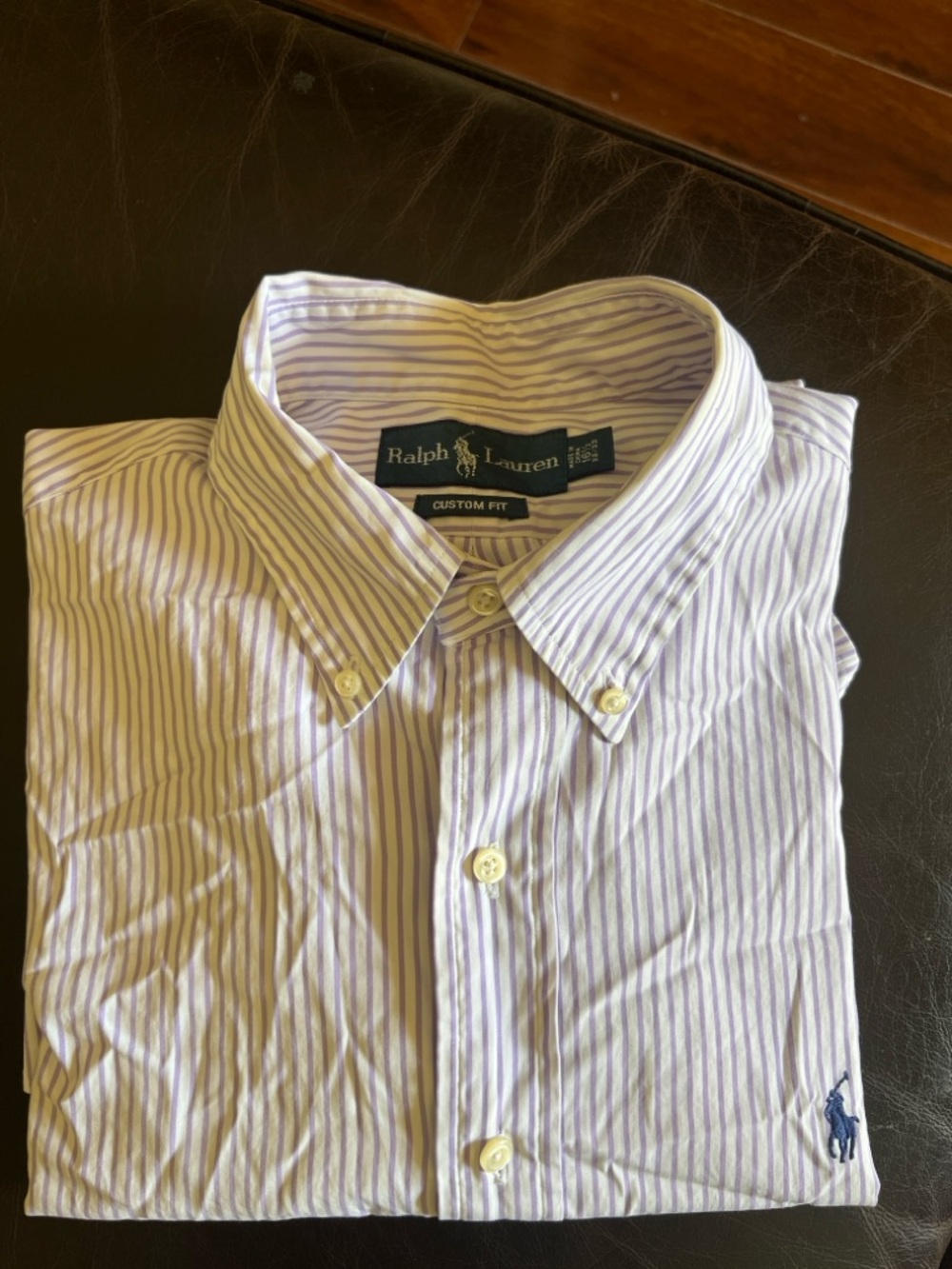 Ralph Lauren Men's Button-Down Dress Shirt in Lilac Stripe